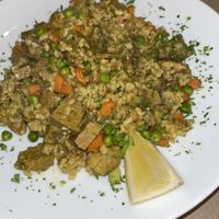 Paella con seitan  #Veganuary at Organic Ume in Barcelona