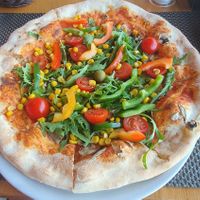 Vegan pizza (no cheese) at Bistro Forum in Pula