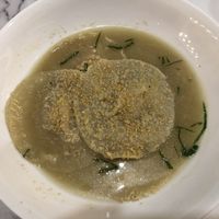 Pumpkin raviolis (a bit disappointed by the portion, very small, and it could have been more salty)  at Plant Based in 