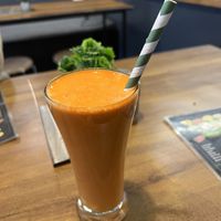 The “Hangover” juice! (I asked to add ginger)  at The Healthy Kitchen in Manali