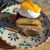 Orange cake at Humus Vegan Tenerife in Tenerife