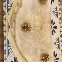 Crêpe with mushrooms, béchamel, white cheese and walnuts.  at Humus Vegan Tenerife in Tenerife