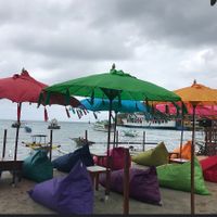 Outdoor seating   at Cafe Papa John Bar & Restaurant in Karangasem