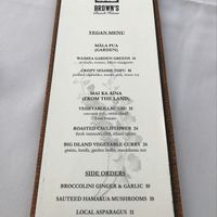 menu at Brown's Beach House in Kohala Coast