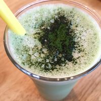 Matcha Latte with Cashew Mylk at Raw8 Cafe in Osaka
