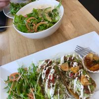 Tacos, Ramen and Vege Burger! Ramen was the best! ;) at Raw8 Cafe in Osaka