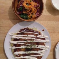 Vegan okonomiyaki at Raw8 Cafe in Osaka