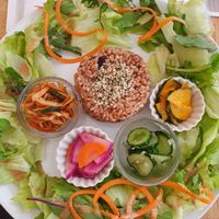 Brown rice & salad at Raw8 Cafe in Osaka