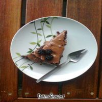 vegan chocolate fudge cake (with crushed walnuts inside and fresh blackberries on top) - $3 at Vegelicious in Moonah