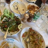 The first course was dips with warm flat bread, all demolished   at Di Yar in Nice