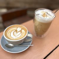 Cappuccino and iced latte  at Filteraj Specialty Coffee & Shop in Zagreb