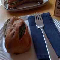spinach swirl (3,90€) & croissant sandwich (4,50€) at Filteraj Specialty Coffee & Shop in Zagreb