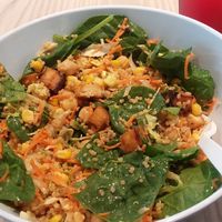 Build your own bowl (I had tofu, chickpeas, quinoa, spinach, napa cabbage, corn, carrots, thai peanut dressing) at Crisp & Green in Naples