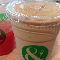 Maple pea-nut smoothie and Lemon raspberry aqua fresca. at Crisp & Green in Naples