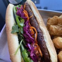 Banh mi burger  at Plantiful Superfoods in Seattle