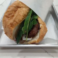Bahn Mi burger at Plantiful Superfoods in Seattle