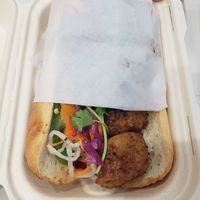 Banh mi burger at Plantiful Superfoods in Seattle