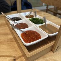 Dipping sauces  at Hotpot Restaurant Ting Song 随园·听松  in Berlin
