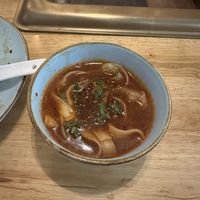 Hand pulled noodles with left over broth  at Hotpot Restaurant Ting Song 随园·听松  in Berlin