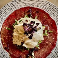 Gehobelte Kräuterseitlingen und Carpaccio von der Roten Beete  at Körle und Adam in Stuttgart