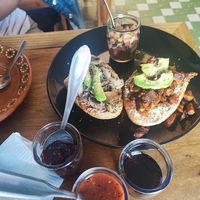 Molletes de lentejas at Casa Onca Centro in Aguascalientes