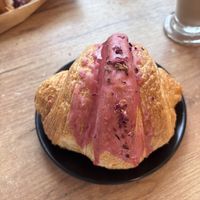 Raspberry croissant  at Massolit Bakes in Krakow