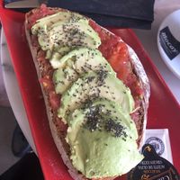 The avo and tomato toast  at Cafetería Pastelería A Praza in Arousa