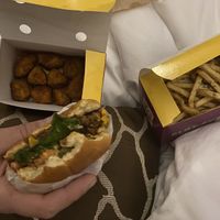 Nuggets, cheese burger and fries  at PLNT Burger - NoMad in New York City