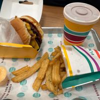 Mushroom BBQ Bacon Burger, Herb Fries, and a Swirl Shake.  at PLNT Burger - NoMad in New York City