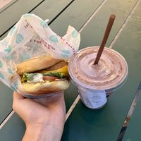Chicken burger, chocolate milkshakee  at PLNT Burger - NoMad in New York City