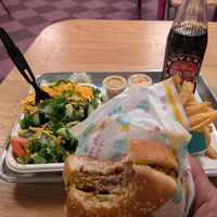Burger fries and side salad at PLNT Burger - NoMad in New York City