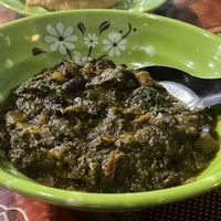 Palak rajhmah (spinach and kidney beans), 45,000 kip  at Jamil Zahid in Vientiane