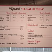 Menu at Taqueria El Gallo Rosa in Honolulu