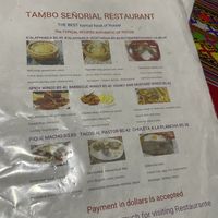Menu  at Restaurante Tambo Señorial in Potosi