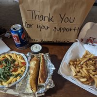 Amazing as always! Chipotle Alfredo, fries, and 6 pack of pop at Pizza Heaven Bistro in Phoenix