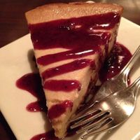 vegan cheesecake w/ mixed berry sauce  at Pizza Heaven Bistro in Phoenix