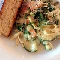 Fettuccine Alfredo (focaccia bread included). This was a split portion (half). at Pizza Heaven Bistro in Phoenix