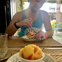 Mango and raspberry sorbets   at Kneading Peace in Malacca