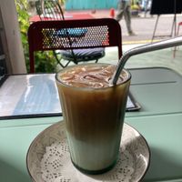 Iced coffee with oat milkk  at Kneading Peace in Malacca