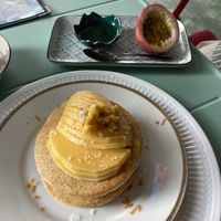 Mango passion fruit pancakes  at Kneading Peace in Malacca