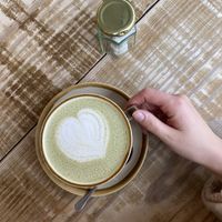 Matcha latte with vanilla    at Heaphys in Glastonbury