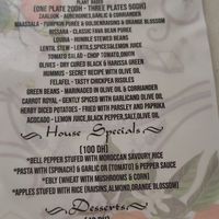 Menu at World Storytelling Cafe in Marrakech