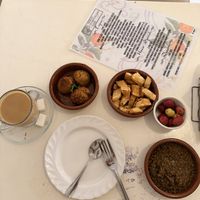A choice of 3 plates for 50DH, and a coffee. It also came with a basket of bread .  at World Storytelling Cafe in Marrakech