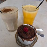 Smoothies and chocolate cake at World Storytelling Cafe in Marrakech