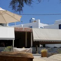 Outside from beach loungers at Golden Beach Cafe in Naxos