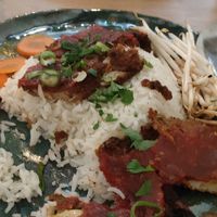 Rijst met en gebakken bananen bloesem. at El Verde in Genk