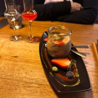 Chocolate pudding made from silken tofu with wasabi nuts at Am Paulusbogen in Passau