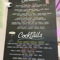 A close up of the Sundaes and Smootheis menu (they also have other menus for ice cream, drinks, food etc which I forgot to take a photo of!)  at Baboo Gelato in Swanage