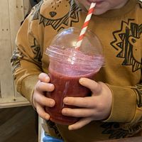 Apple, mango, blueberries, ginger smoothie   at Thrive in Glossop