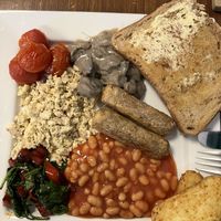 Vegan breakfast. Tofu scramble with smoked tofu - delicious    at Thrive in Glossop